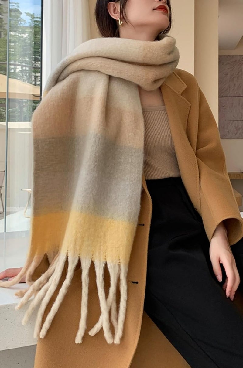 Wander Agio Winter Women Warm Scarf Long Shawl Large Scarves Cold Weather Thick Blanket Scarfs Colorful Plaid - Image 4